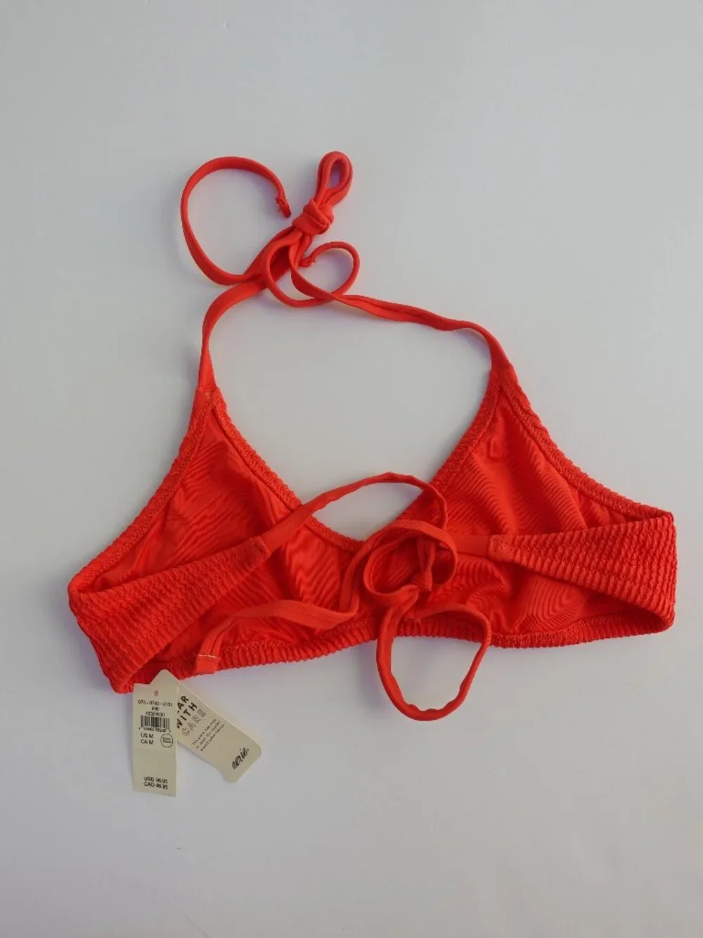 Women's Aerie Crinkle Halter Voop Bikini Top Size M NWT $36 in Red